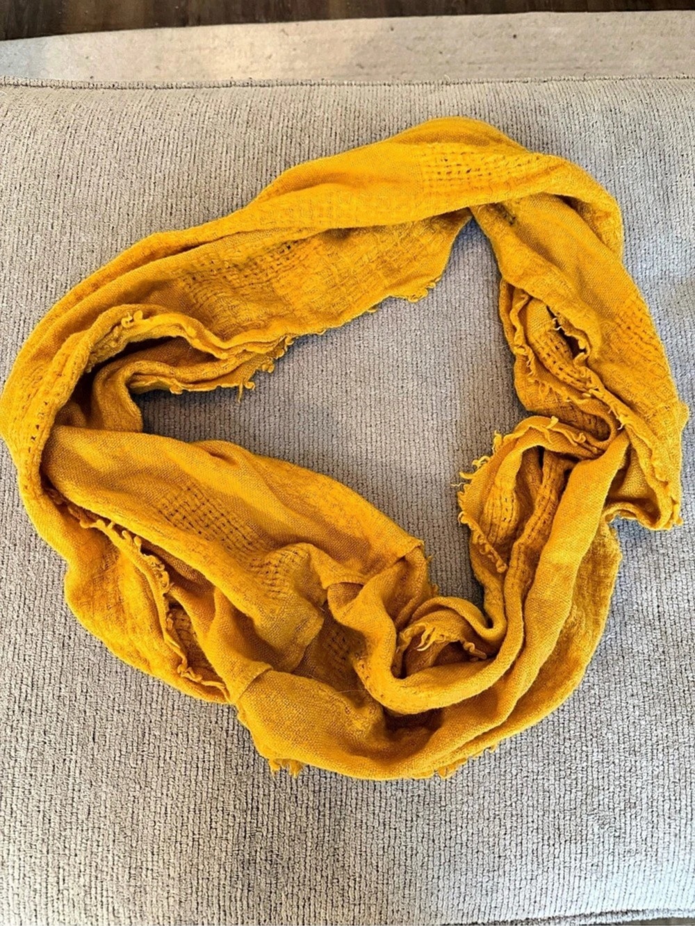Mustard Yellow Frayed Scarf
